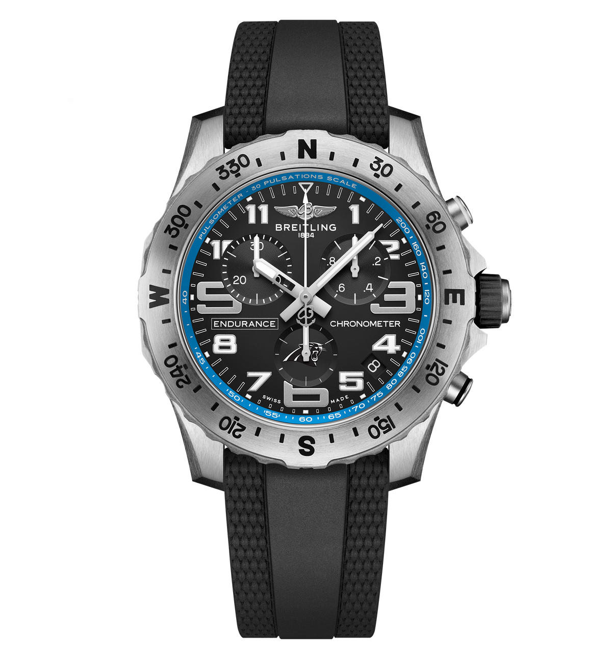 Breitling Endurance Pro 44 NFL Carolina Panthers Edition with Rubber Strap