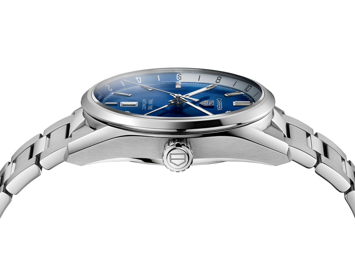 TAG Heuer Carrera Calibre 7 Twin Time Automatic Men's Blue Dial Watch, 41mm