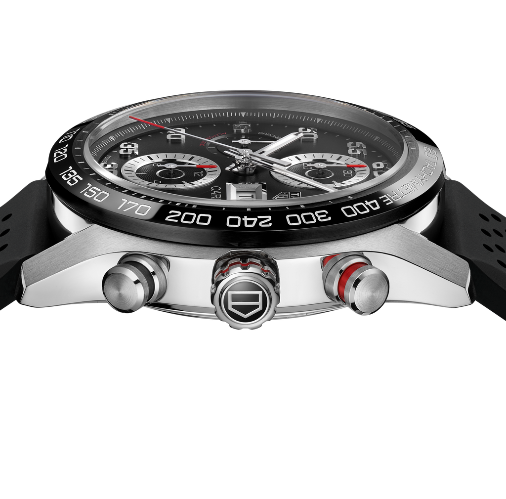 TAG Heuer Carrera Chronograph Watch with Black Rubber Strap