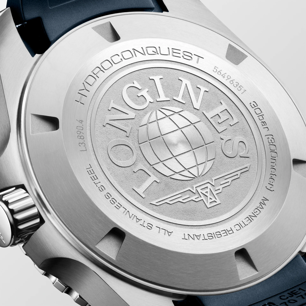 Longines Hydroconquest GMT 43mm Watch with Rubber Strap