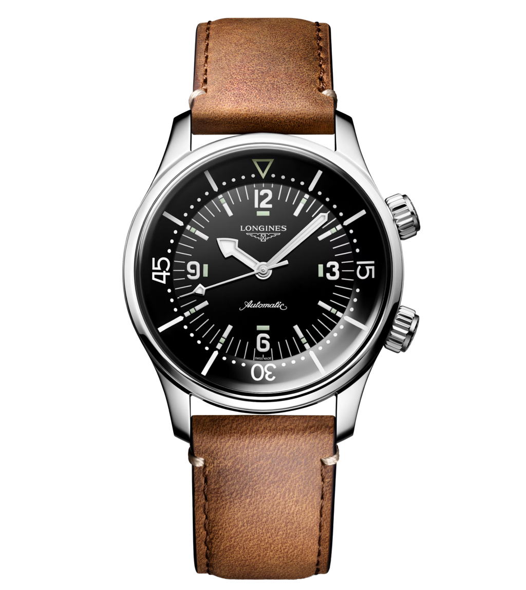 Longines Legend Diver 39mm Watch with Leather Strap