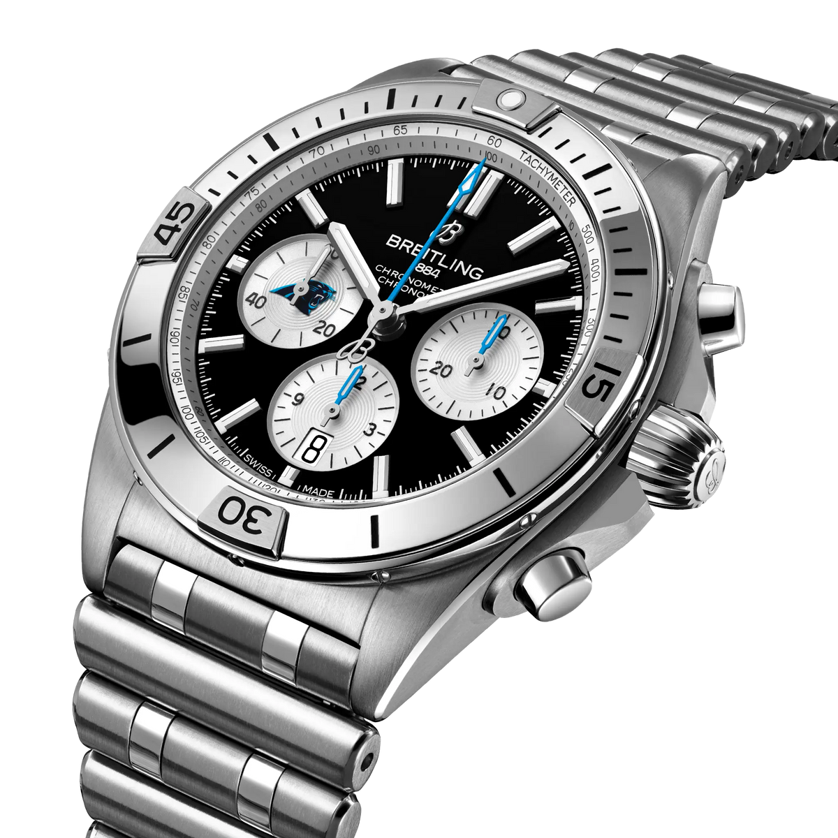 Breitling Chronomat B01 42 NFL Carolina Panthers Edition with Stainless Steel Bracelet