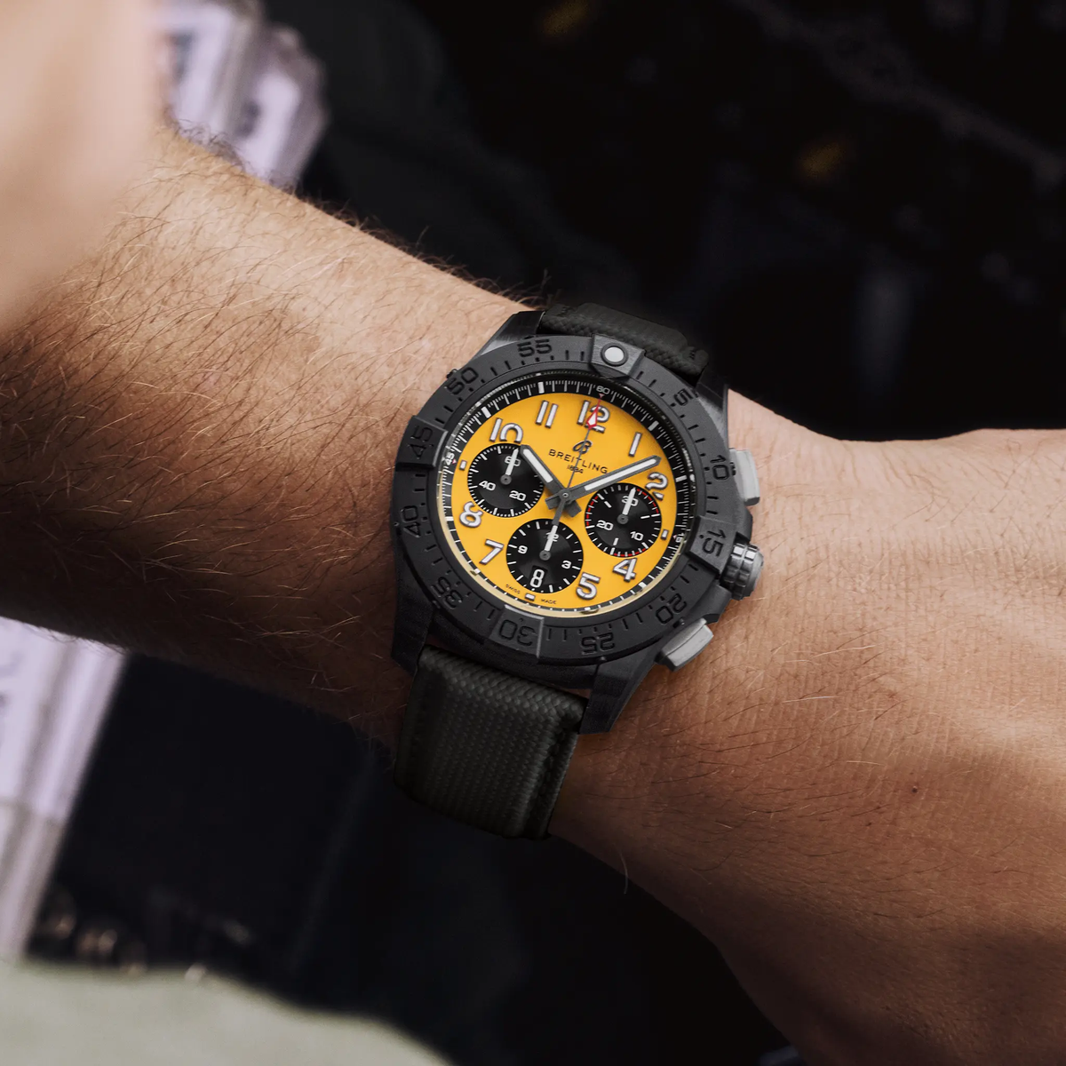 Breitling Avenger B01 Chronograph 44 Night Mission Watch with Black Strap