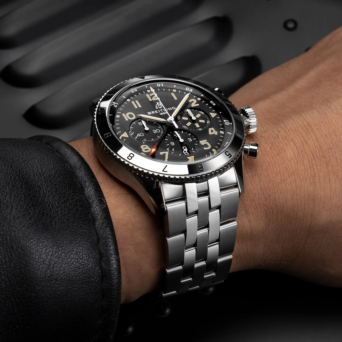 Breitling Super AVI B04 Chronograph GMT 46 P-51 Mustang Watch with Stainless Steel Bracelet