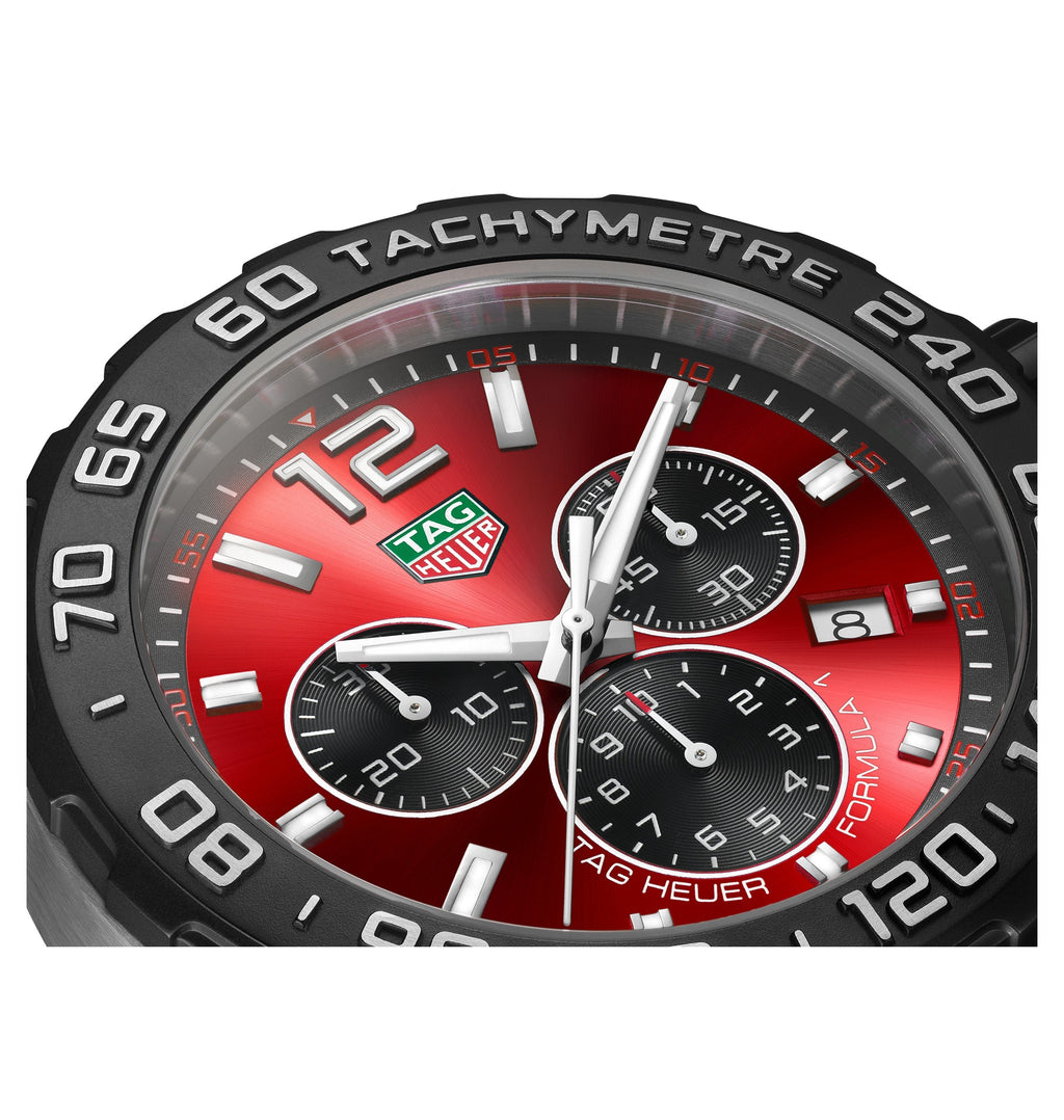 TAG Heuer Formula 1 Men's Quartz Chronograph Red Dial and Rubber Strap Watch