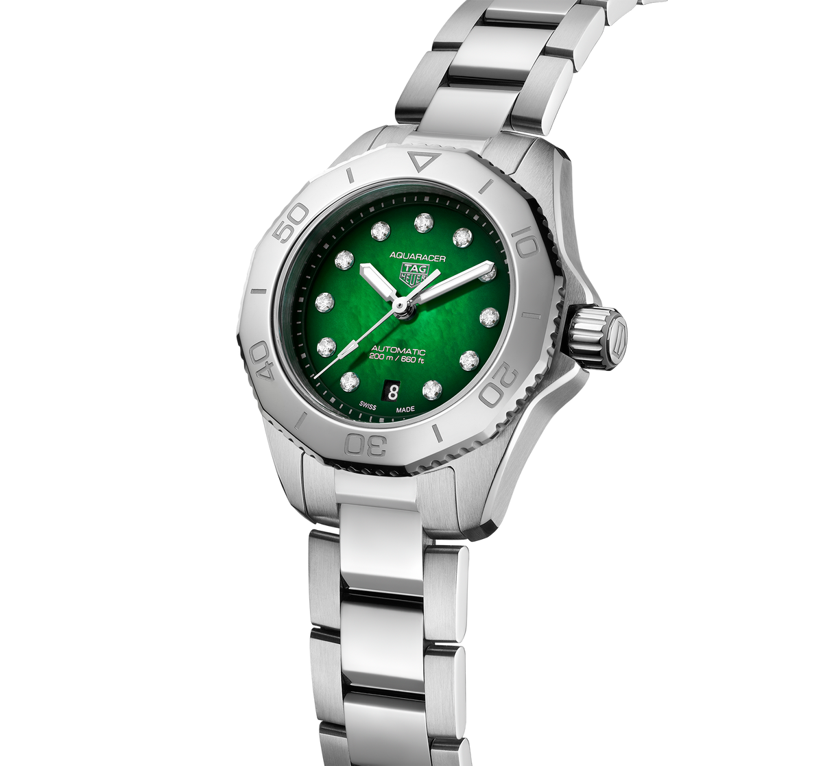 TAG Heuer Aquaracer Professional 200 Watch with Green Mother of Pearl Dial