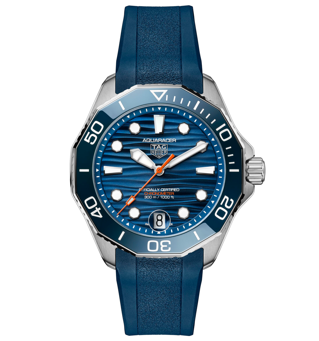 TAG Heuer Aquaracer Professional 300 Date Watch with Blue Rubber Strap