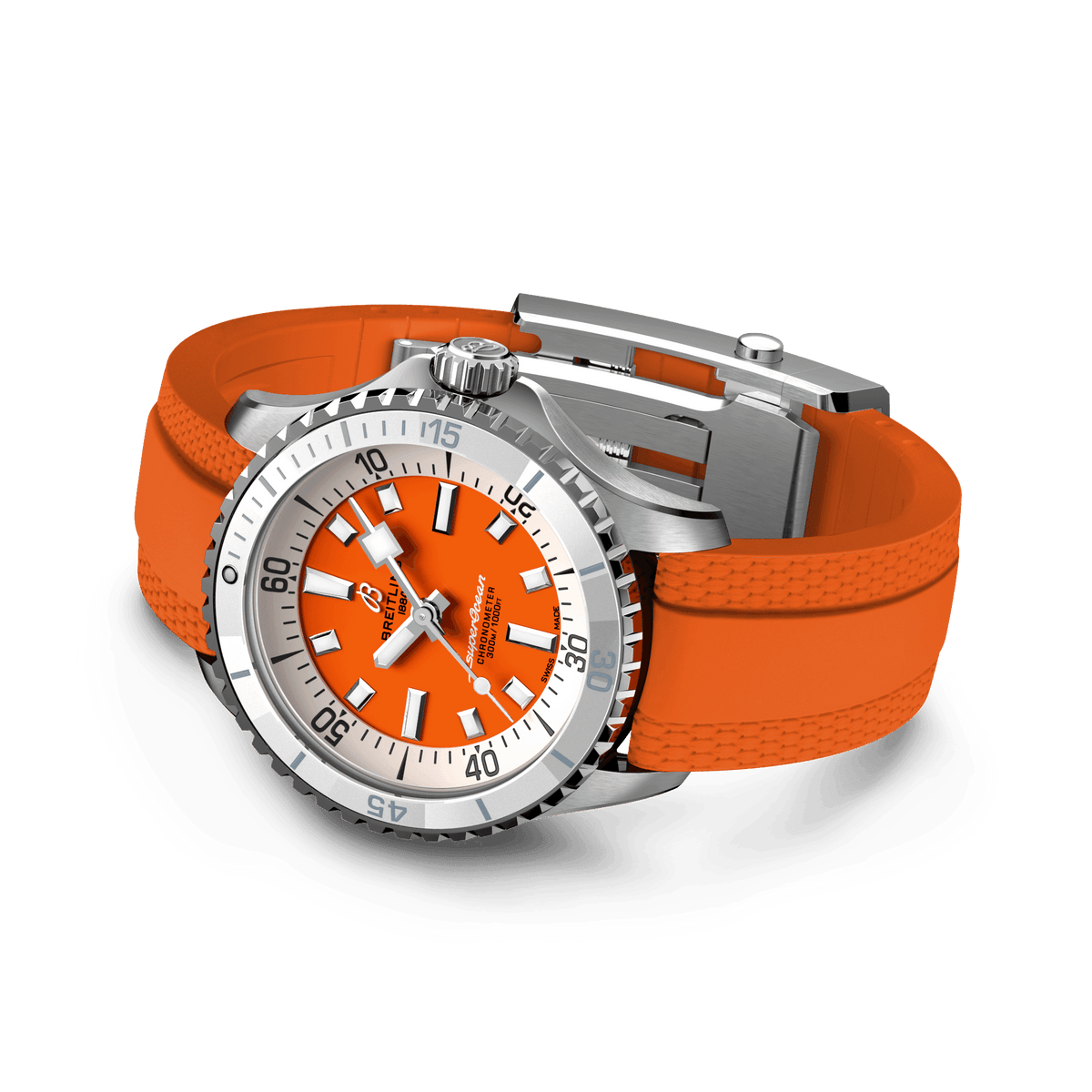 Breitling Superocean Orange on Rubber Watch, 36mm