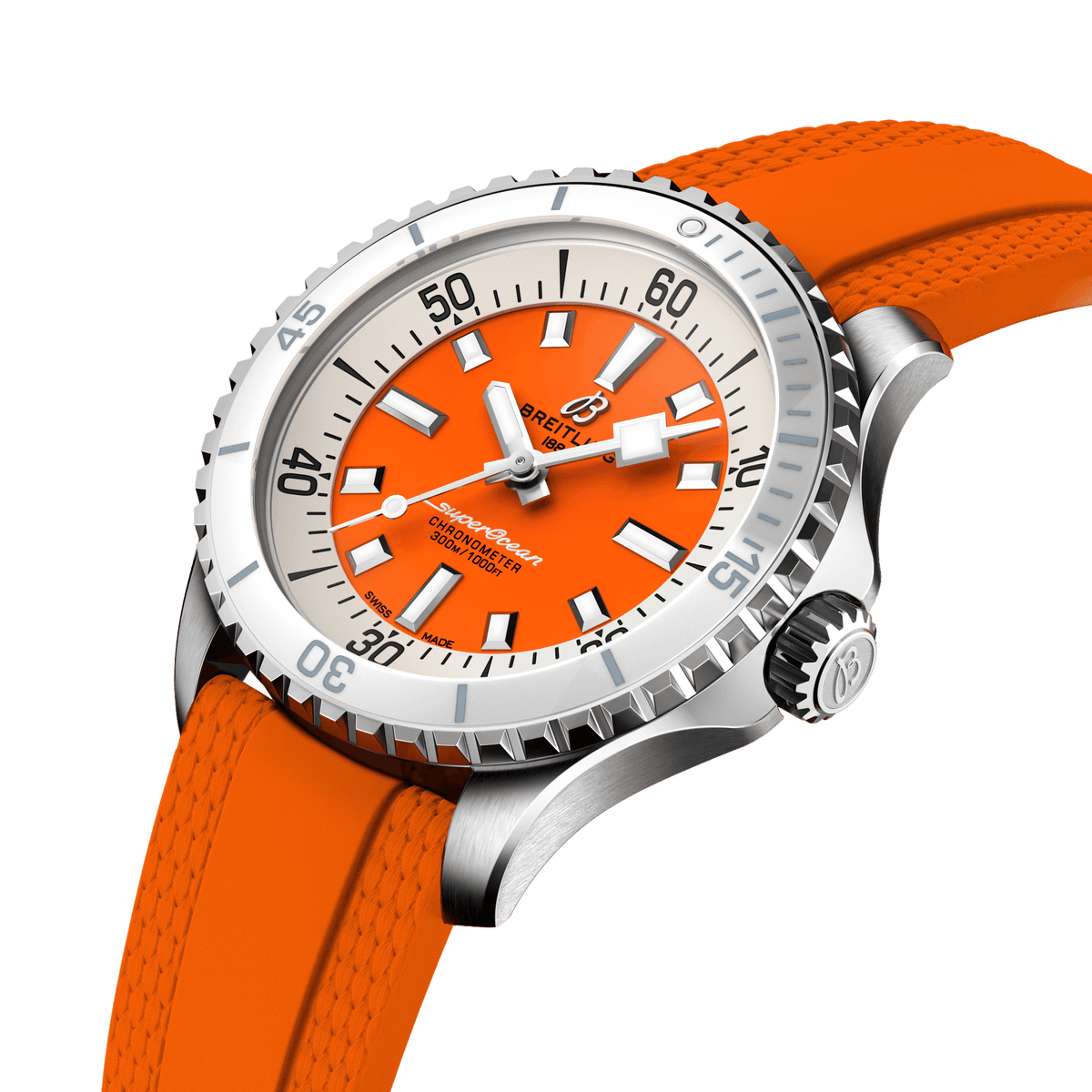 Breitling Superocean Orange on Rubber Watch, 36mm