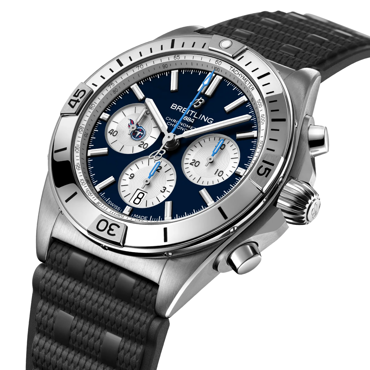 Breitling Chronomat B01 42 NFL Tennessee Titans Edition with Rubber Strap