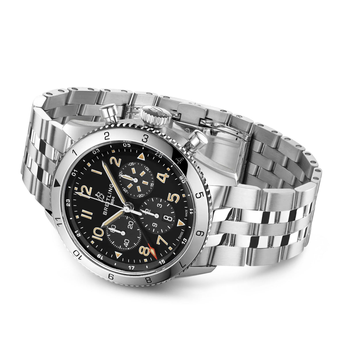 Breitling Super AVI B04 Chronograph GMT 46 P-51 Mustang Watch with Stainless Steel Bracelet