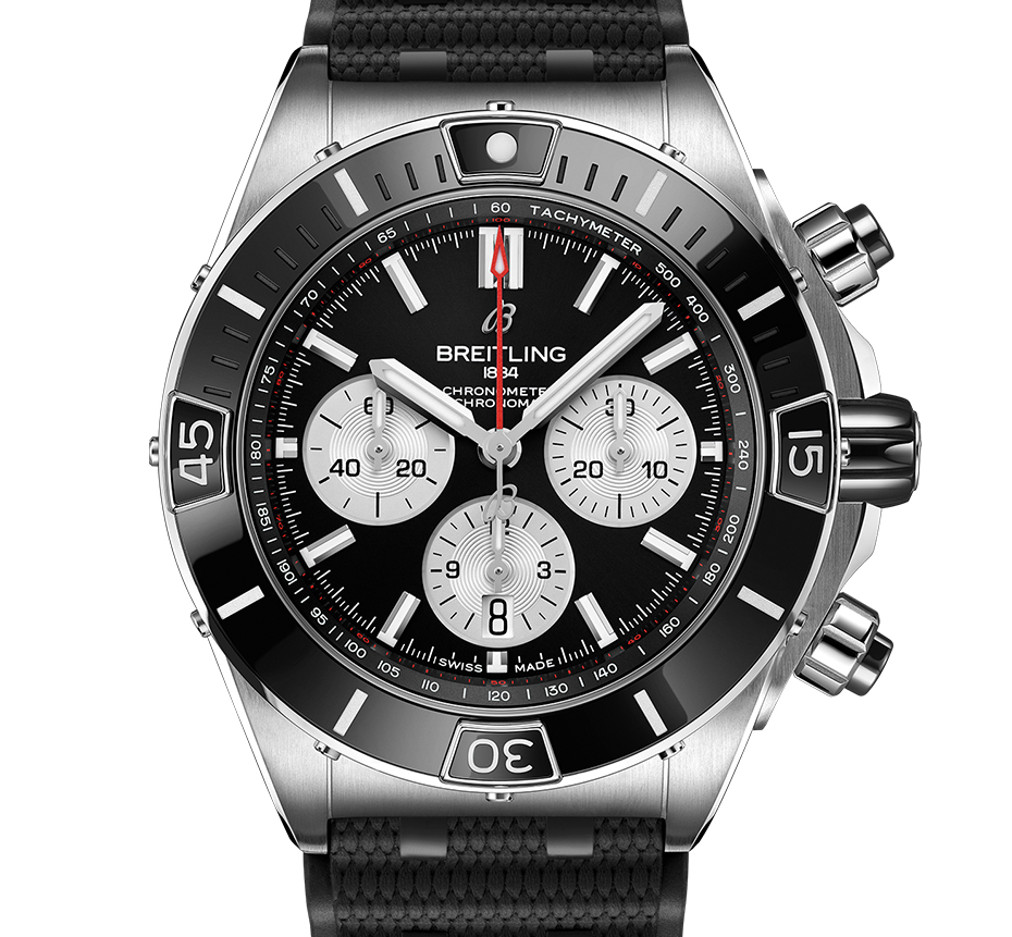 Breitling Super Chronomat B01 44 Black Rubber Strap