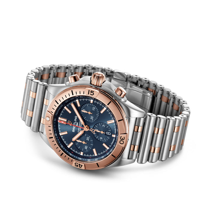 Breitling Chronomat B01 Chronograph 42 Steel & 18K Red Gold with Blue Dial