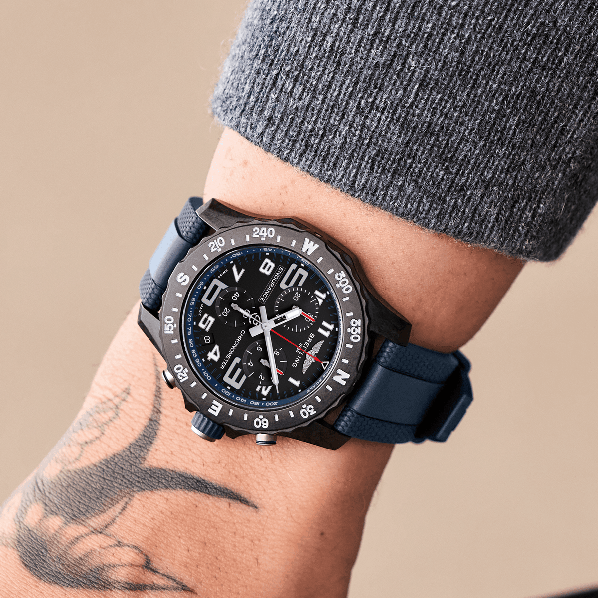 Breitling Endurance Pro 44 Watch with Navy Blue Strap